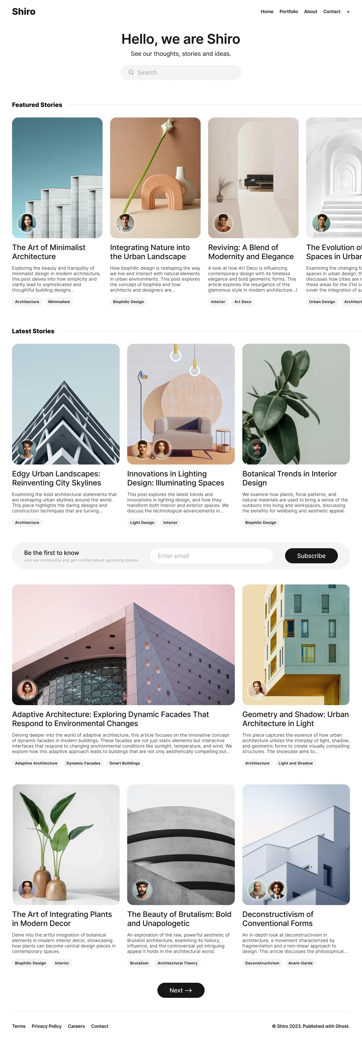 Shiro Ghost theme with 7 color schemes and elegant magazine layout